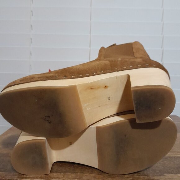 Loeffler Randall CACAO Leather Wood Clog Chelsea Boots sz 6M - Picture 6 of 9